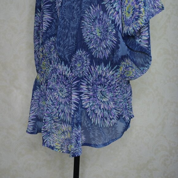 A.N.A Blue MultiColor Flower SunBurst Print Sheer PXL - Picture 8 of 15
